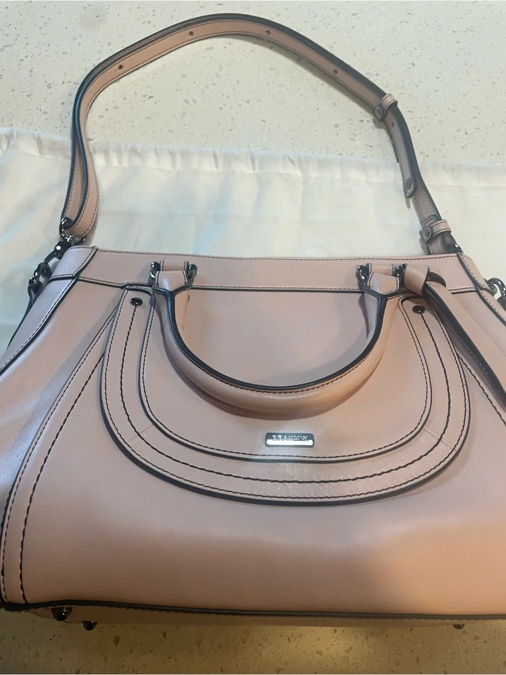 Brahmin Blush Pink Leather Satchel with Top Handles